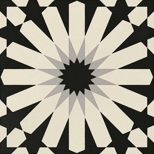 Ethnic Patterned Porcelain Tile 8x8 Black & White A Rectified for floor and walls