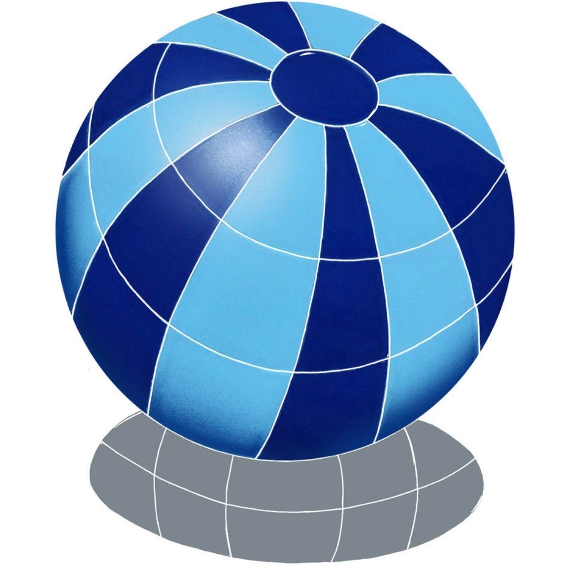 Pool Mosaic Beach Ball Blue With Shadow