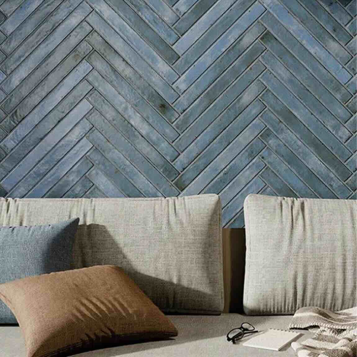 Art Blue Brick Porcelain Tile 2x18