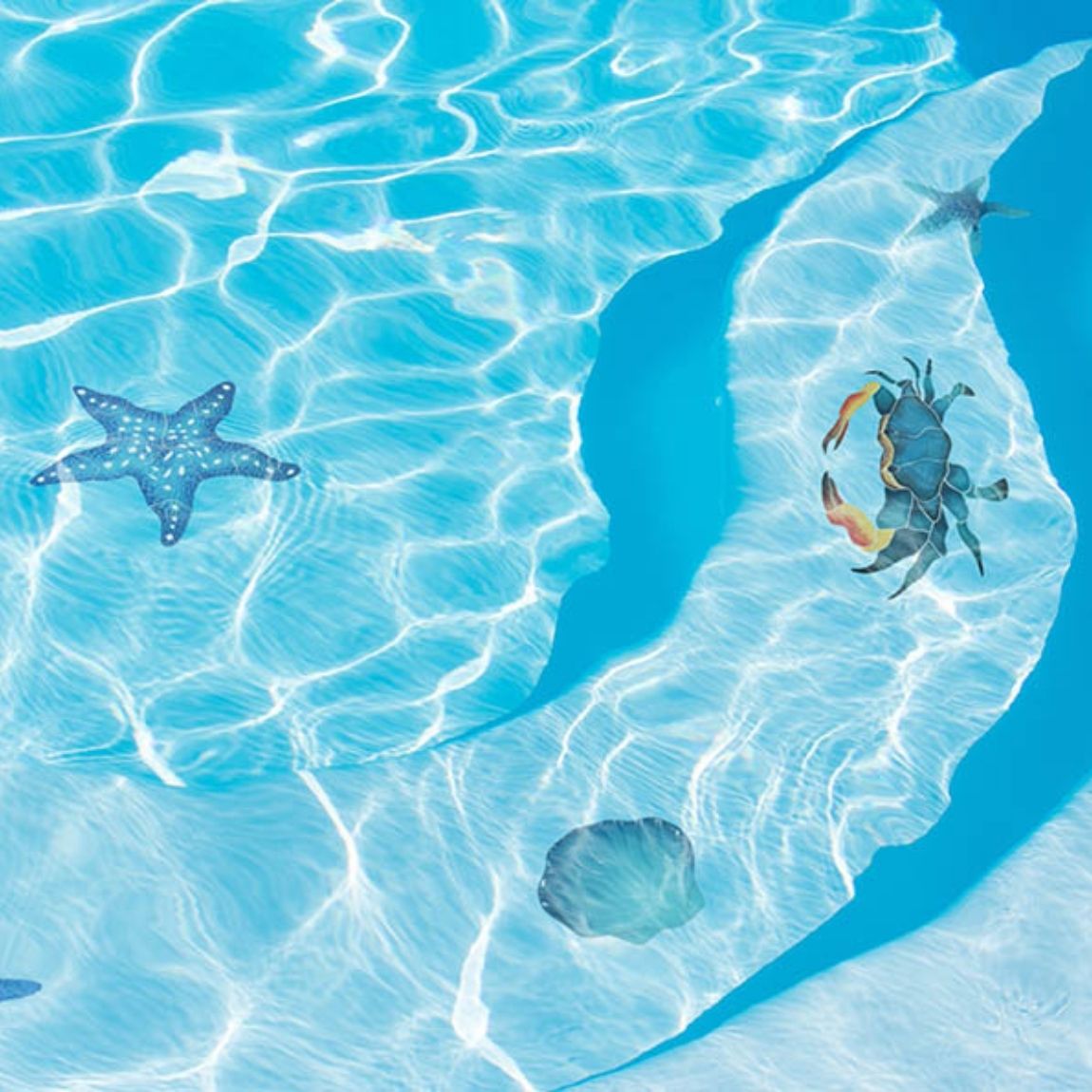 Pool Mosaic Blue Swimmer Crab 7x12