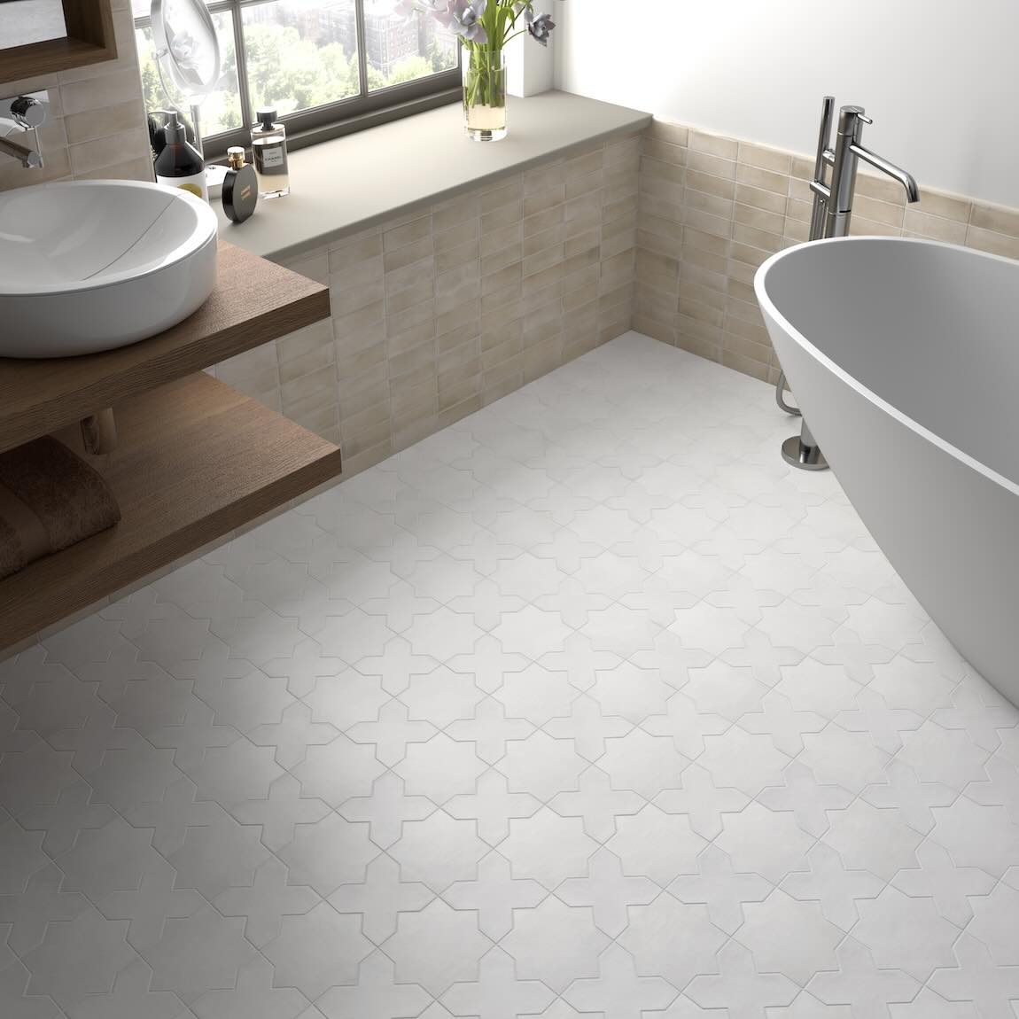 Telouet Porcelain Tile 6x6 Star Oyster