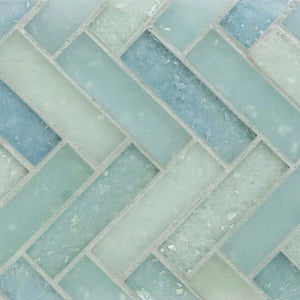 Fluid Herringbone Glass Tile C Blend for kitchens and bathrooms