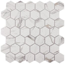 Recycled Glass Mosaic Tile Calacatta Hexagon 2-Inch Matte Finish