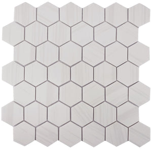 Recycled Glass Tile Dolomite White Hexagon