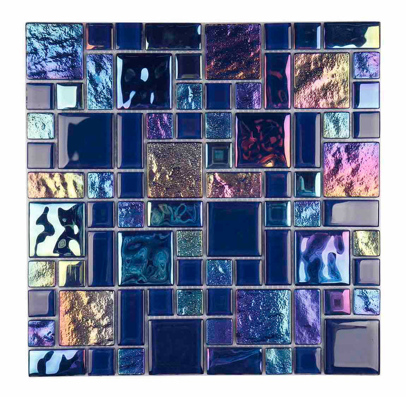 Glass Mosaic Tile Iridescent Sky Dark Blue Mix for swimming pools and spas