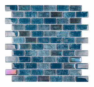 Soul Iridescent Glass Mosaic Subway Tile Turquoise 1x2 is for swimming pools, shower walls, bathroom walls, backsplashes, Jacuzzis, and spas