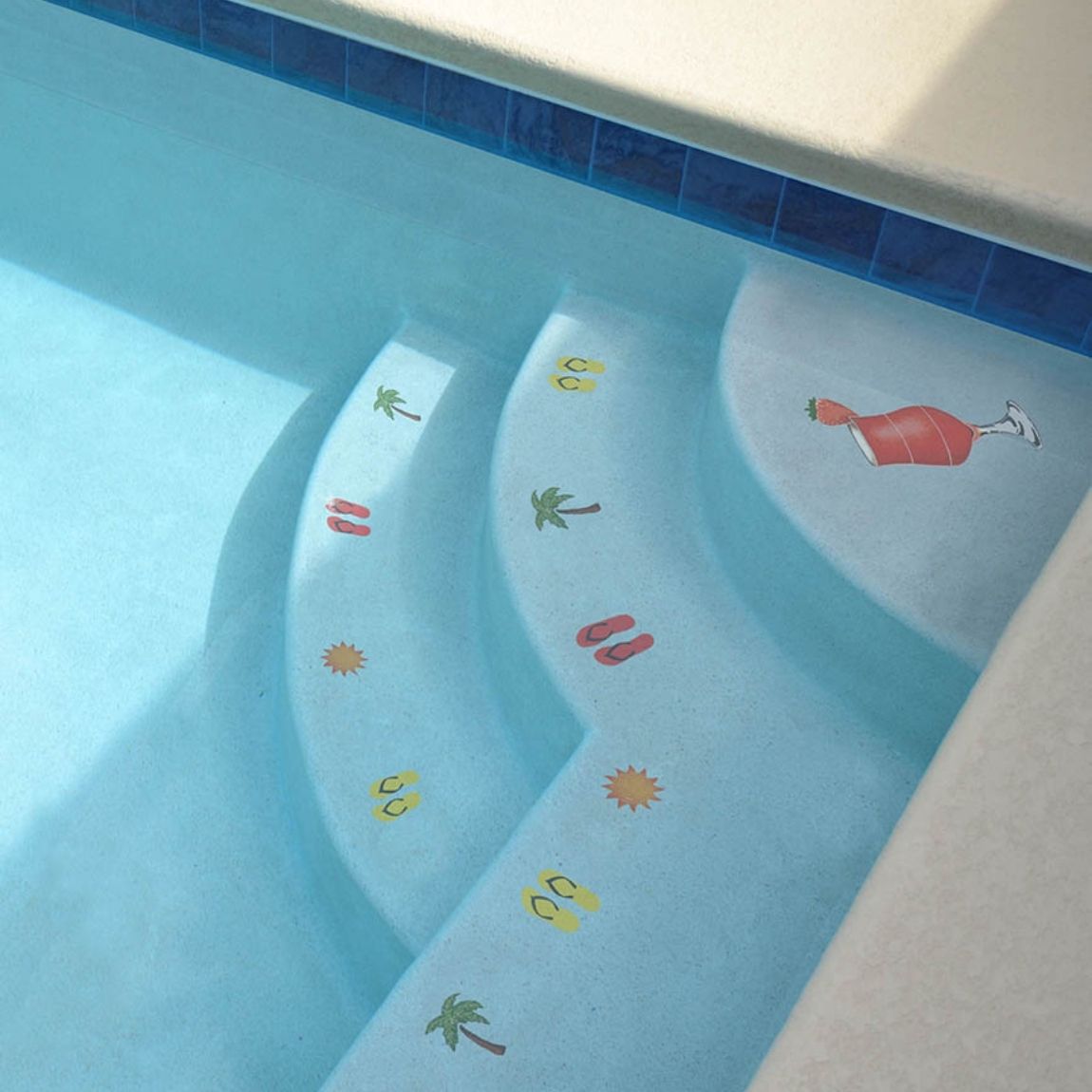 Pool Mosaic Step Markers Tropical 3x24