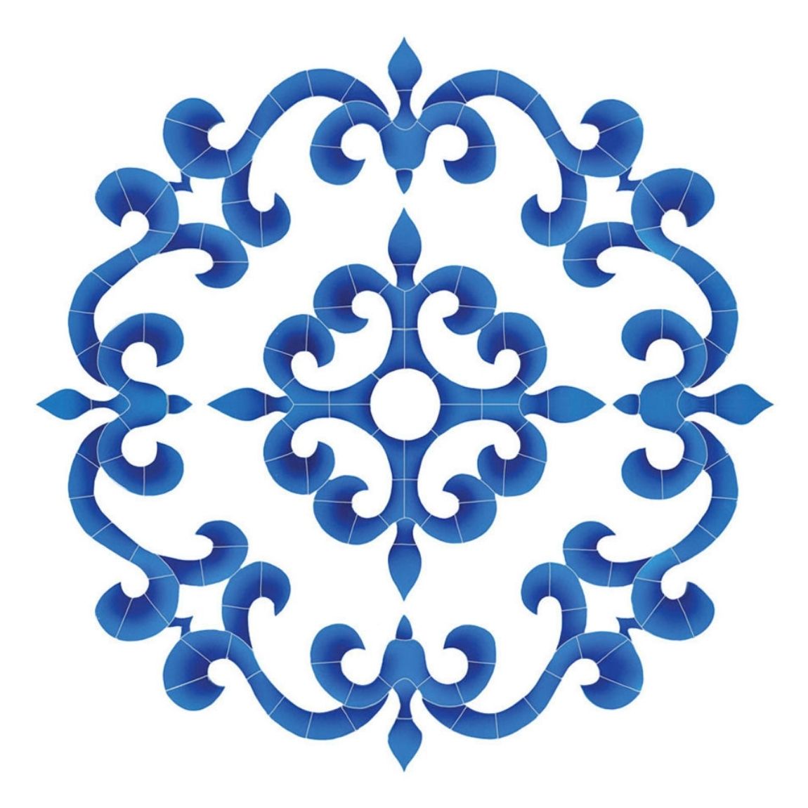 Pool Mosaic Tuscan Medallion Blue 42x42