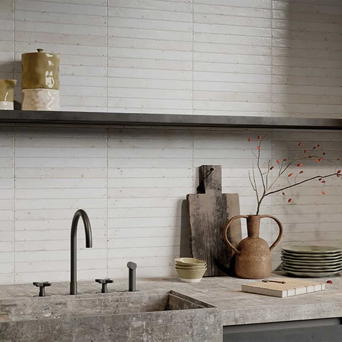 Art White Brick Porcelain Tile 2x18