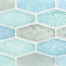 Fluid Elongated Hex Glass Tile Y Blend Small for kitchens, bathrooms, showers, and pools