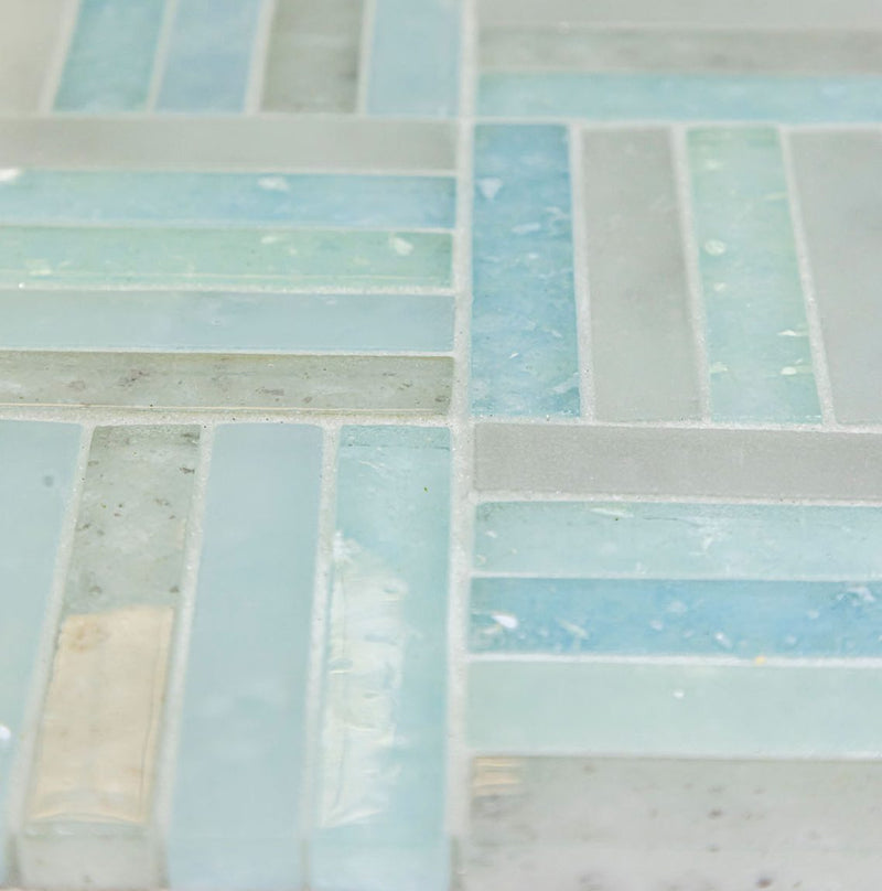 Fluid Stacked Glass Tile Y Blend for pool and shower