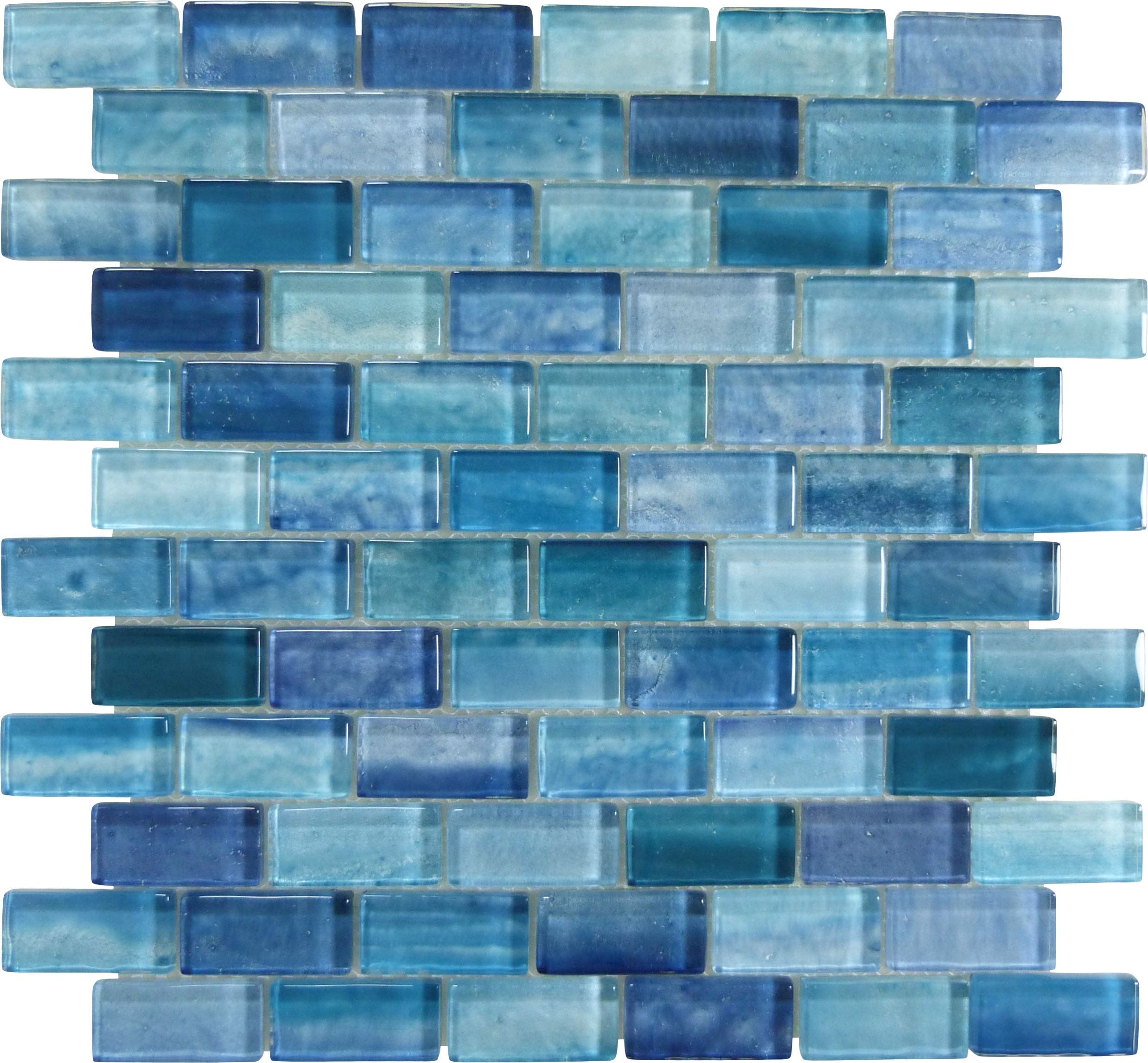 Jewel Aqua Glass Mosaic Tile 1x2