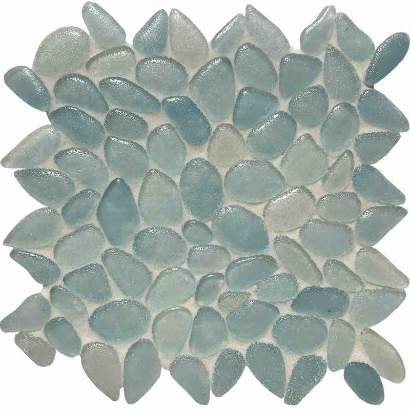 Glass Pebble Mosaic Tile Aqua Blue for pools and spas