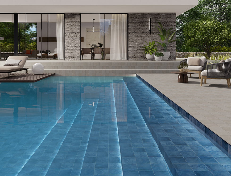 Porcelain Pool Tile Atol Polar Blue 6x6