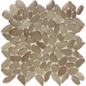 Glass Pebble Mosaic Tile Beige for swimming pools and spas