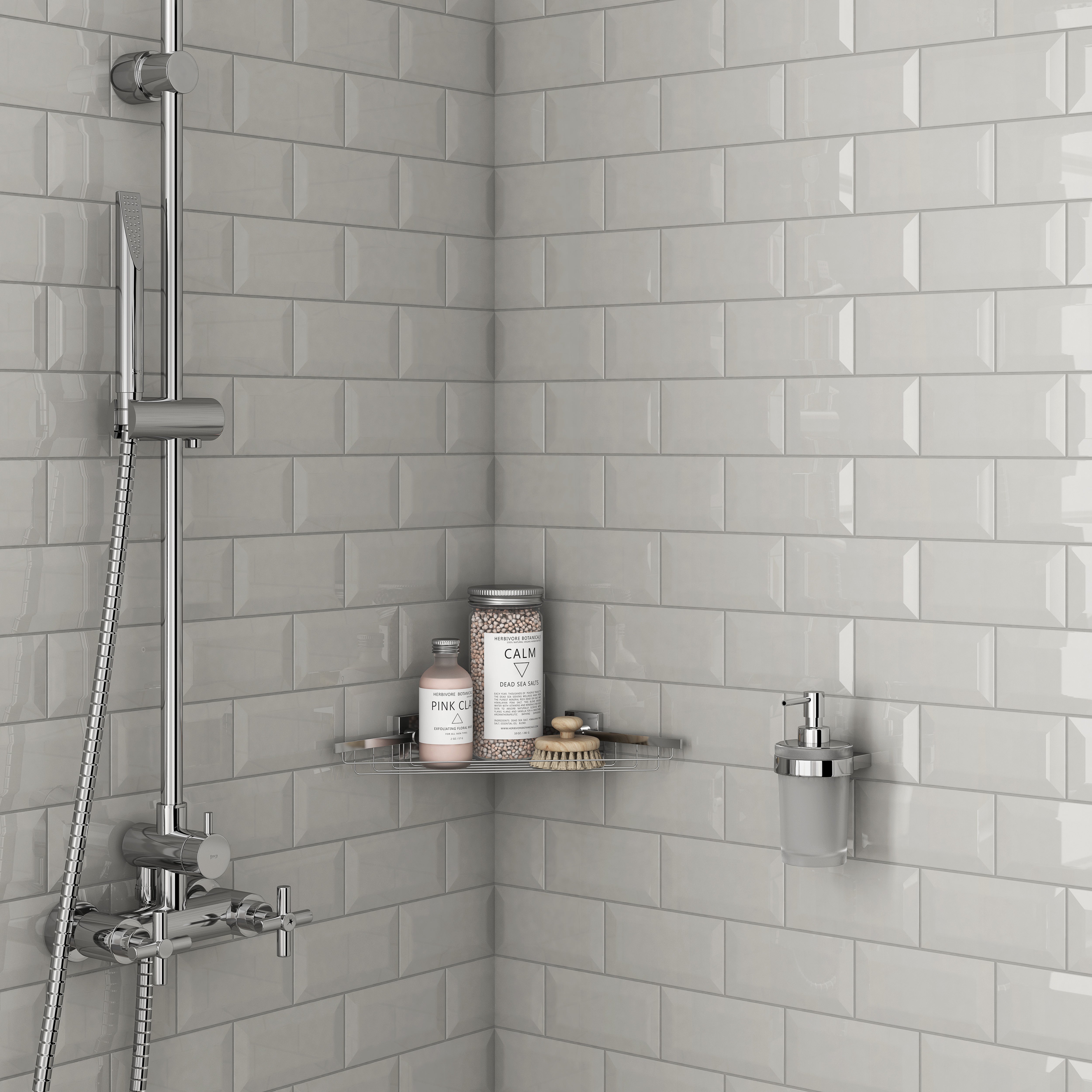 Subway Tile 3x6 Beveled Glossy Gray
