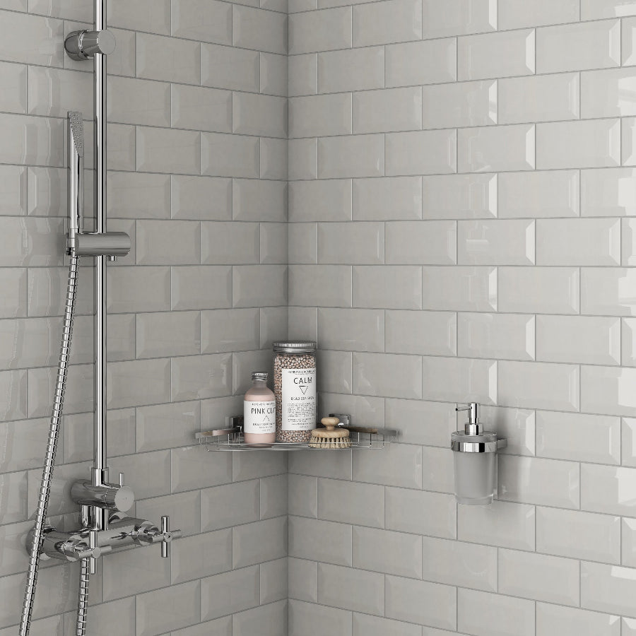 Subway Tile 3x6 Beveled Glossy Gray