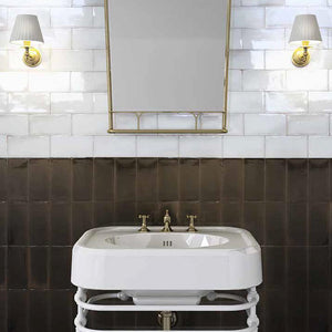 Artigianale Ceramic Tile 4x8 Bianco Glossy featured on a bathroom wall
