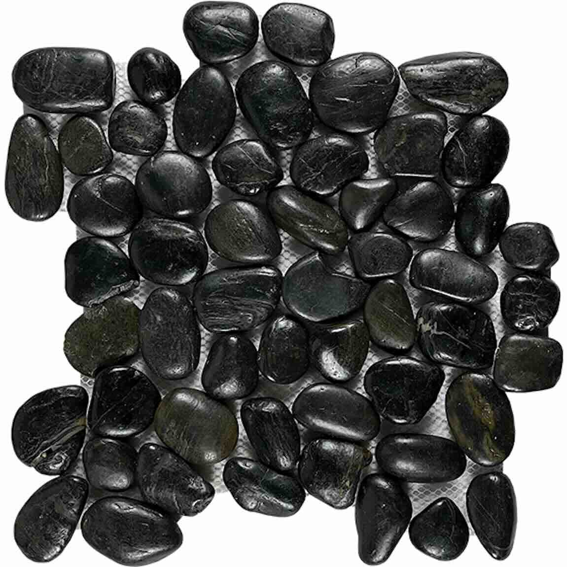 Rounded Pebble Mosaic Tile Black