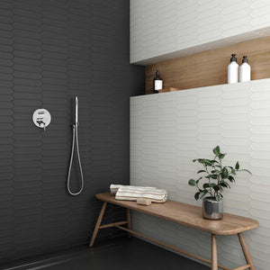 Picket Tile Arrow Black and White Shower Wall