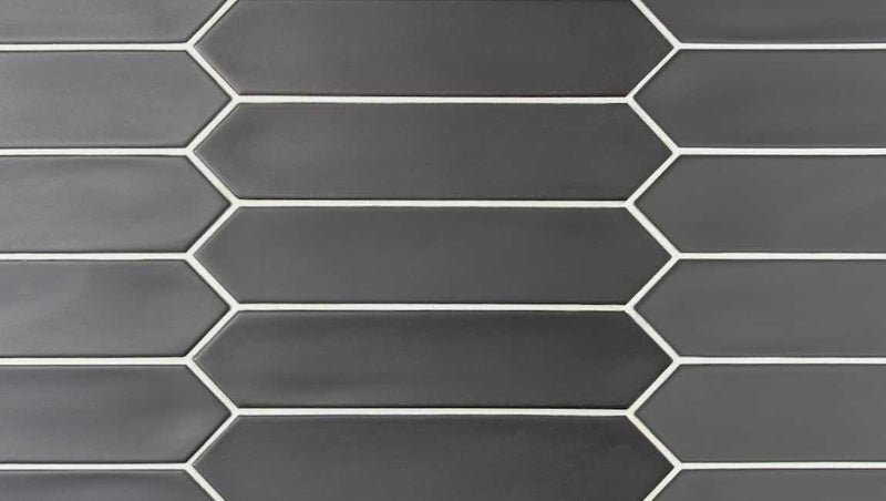 Picket Tile Arrow Black 2x10 for kitchen backsplash, bathroom, and shower walls