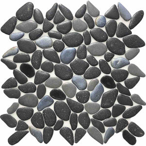 Glass Pebble Mosaic Tile Black for shower floor and swimming pools