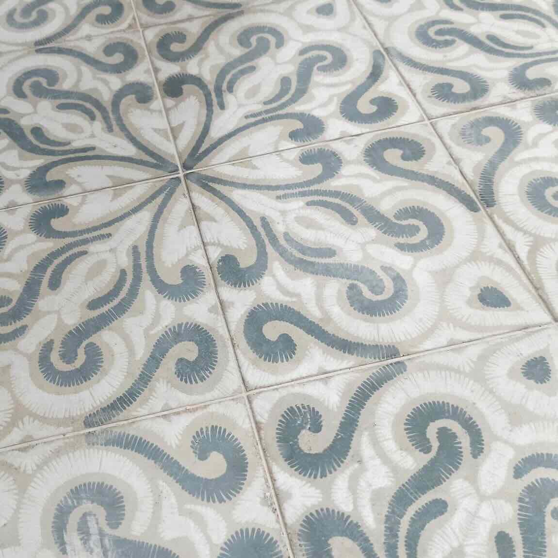 The Sea Village Patterned Porcelain Tile Bleu 8''x8'' for bathrooms, showers, floor and wall