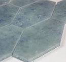 Fluid Elongated Hex Glass Tile Frosted Blue Large for bathroom and shower