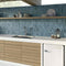 Organic Style Subway Tile Blue 2x6 featured on an outdoor kitchen backsplash