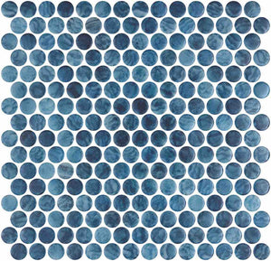 Glass Pool Mosaic Tile Coral Reef Blue Penny Round for pools, spas, and bathrooms