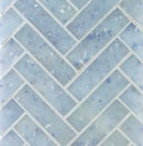 Fluid Herringbone Glass Tile Frosted Blue for kitchen and bathroom