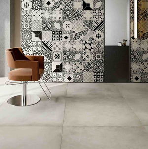 Porcelain Tile Ceramist Solid Bianco 36x36 featured on the floor