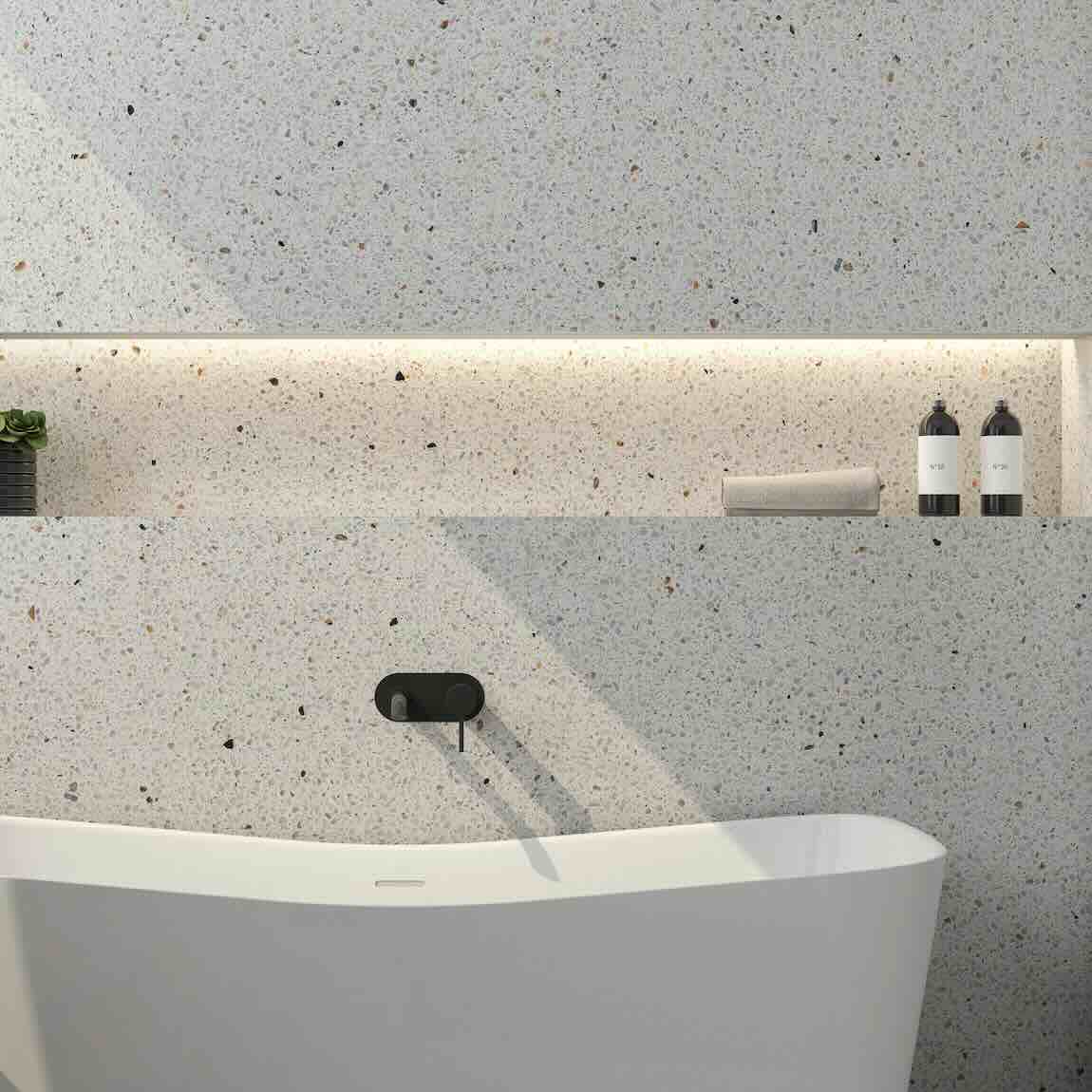 Classic White Terrazzo Porcelain Tile 35x35