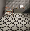 Porcelain Tile Italian Ceramist Deco Four 36x36 rectified featured on a living room space floor