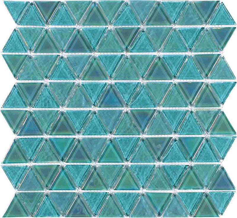 Beach Glass Tile Triangle Iridescent Emerald for pool, spas, bathroom, and shower walls
