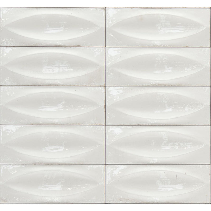 Storie Distressed Tile Bianco 3x8 Deco Eye for kitchens and bathrooms
