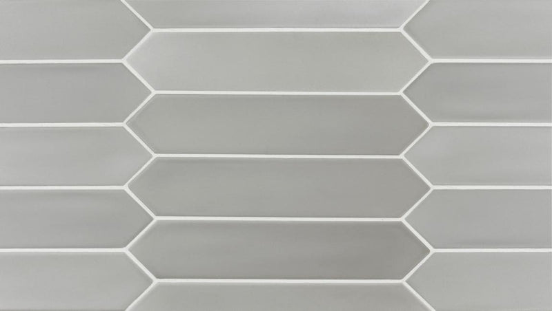 Picket Tile Arrow Gray Matte 2x10 for kitchen backsplash, bathroom, and shower walls