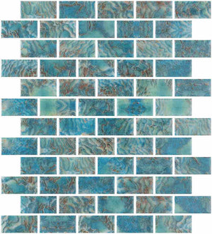 Glass Pool Mosaic Tile Coral Reef Green 1x2 for pools and spas