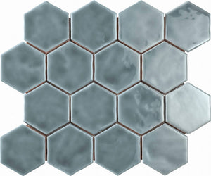 ColorClay Hexagon Handmade Mosaic Tile Haze Glossy 11x13 for kitchen and bathroom