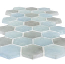 Fluid Small Hex Glass Tile Frosted Y Blend for pools and spas