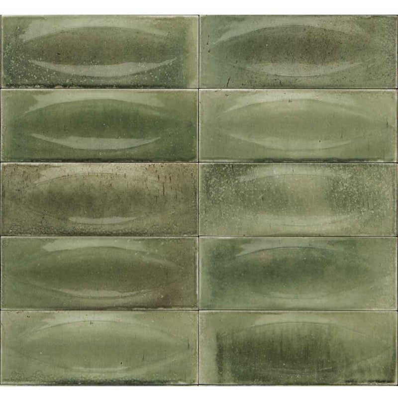 Storie Distressed Tile Jade 3x8 Deco Eye for kitchens and bathrooms