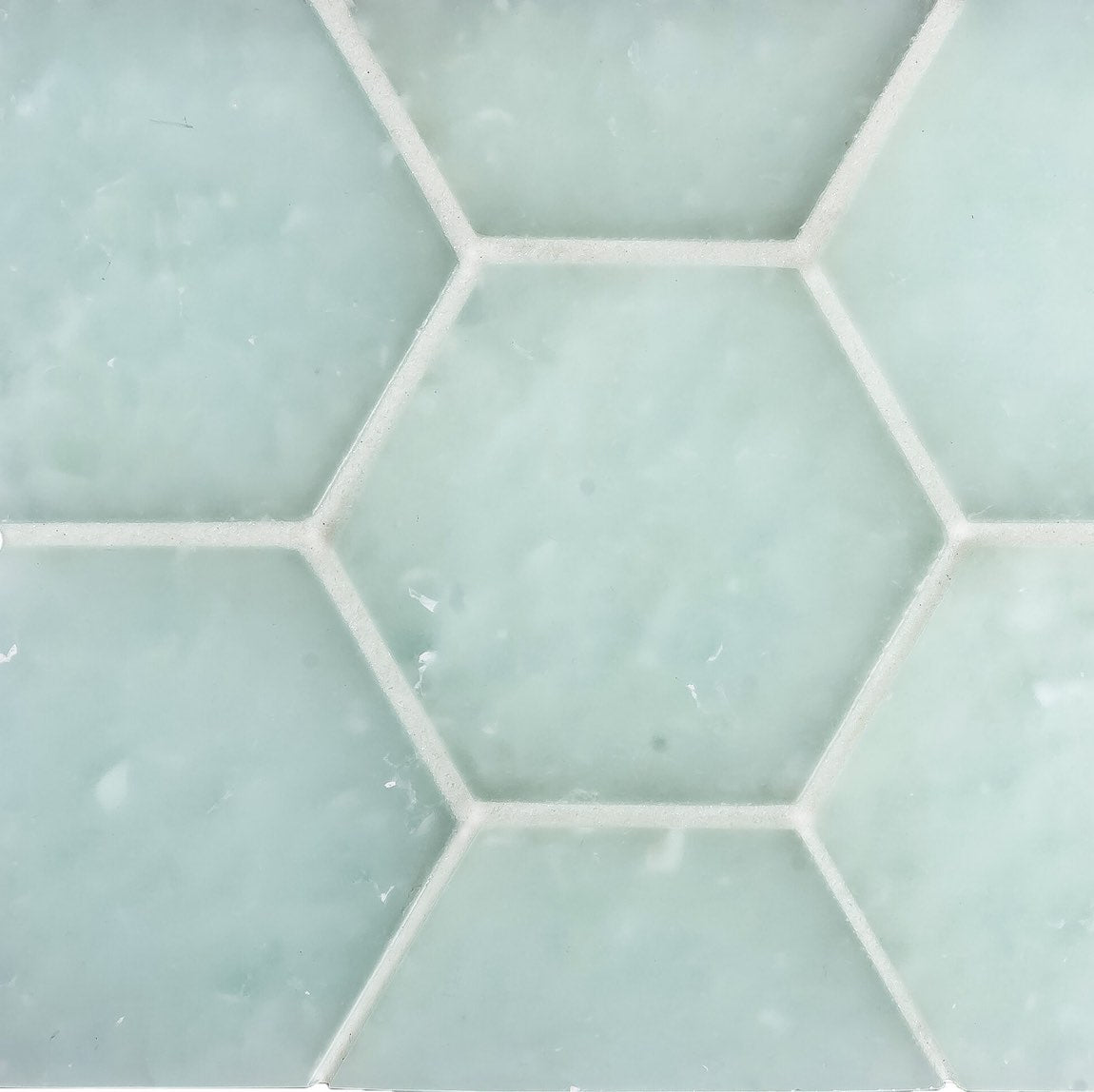 Fluid Hexagon Glass Tile Frosted Lake Large