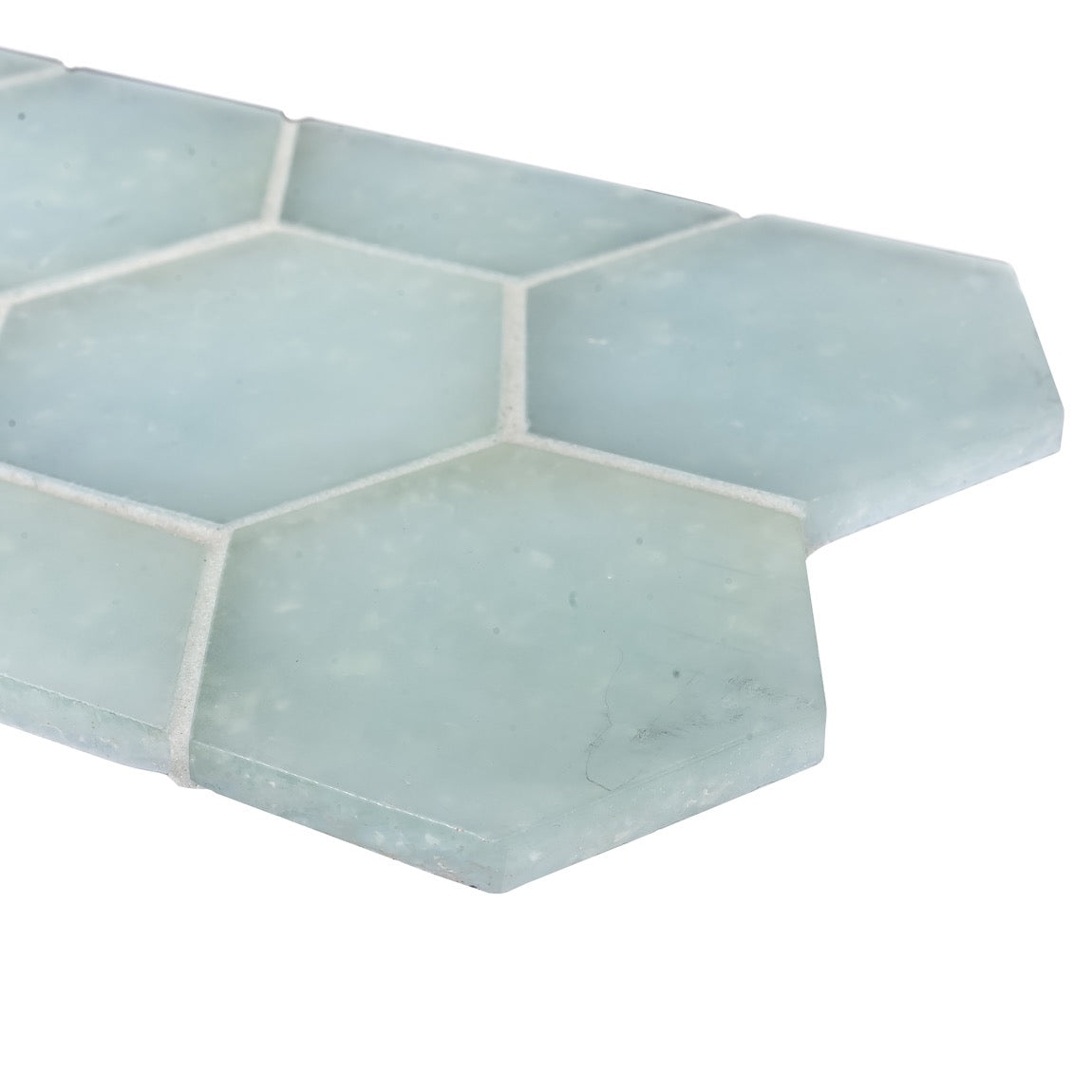 Fluid Hexagon Glass Tile Frosted Lake Large