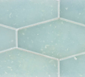 Fluid Elongated Hex Glass Tile Frosted Lake Large for kitchens and bathrooms