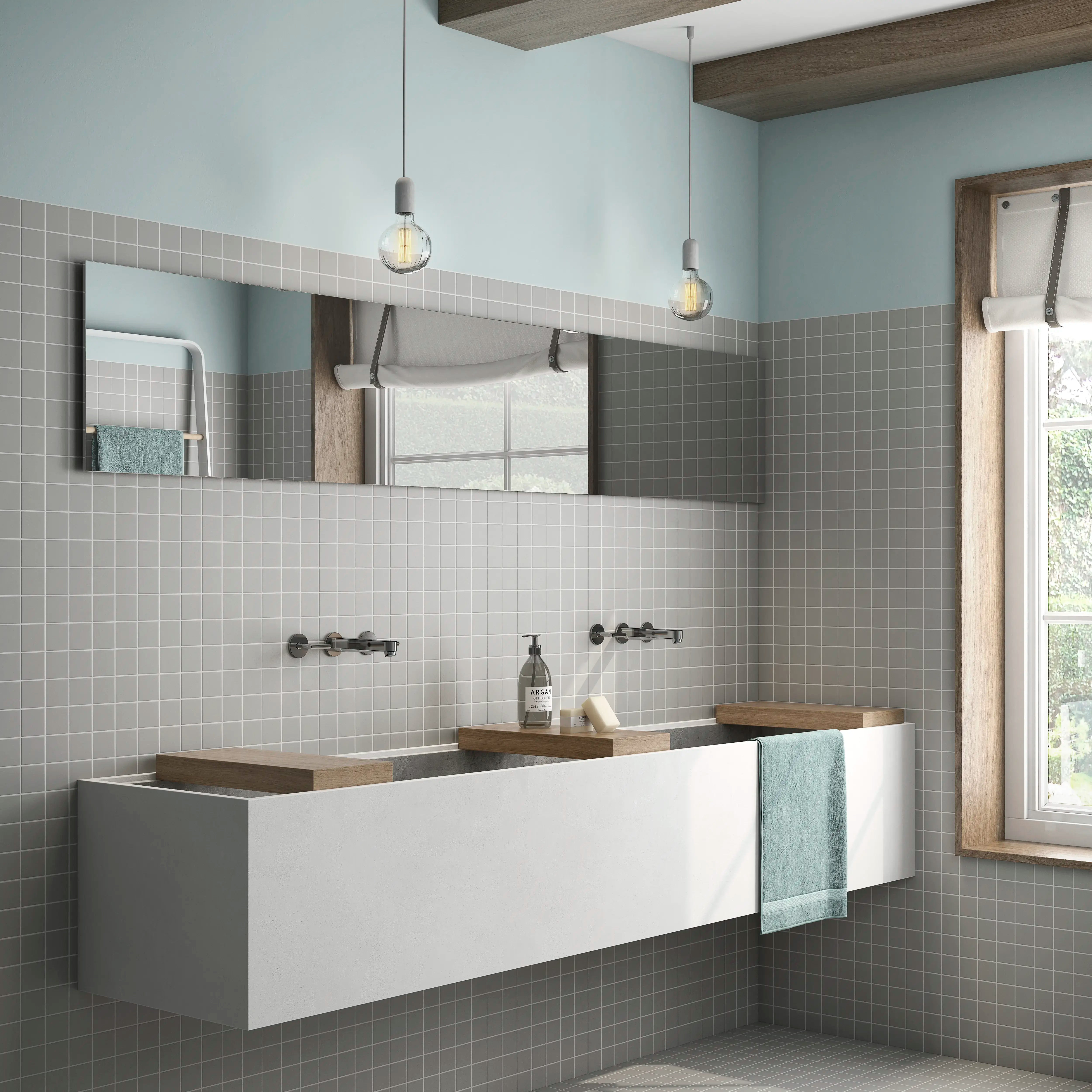Light Gray Porcelain Mosaic Tile Matte Finish 2 x 2