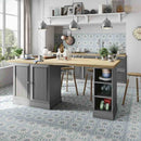 Ethnic Rectified Porcelain Tile 8x8 Light Blue A Matte featured on a kitchen floor