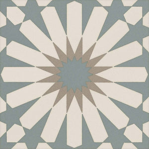 Ethnic Rectified Porcelain Tile 8x8 Light Blue A Matte for floors and walls