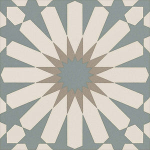 Ethnic Rectified Porcelain Tile 8x8 Light Blue A Matte for floors and walls