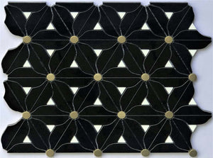 Marble Mosaic Tile Magnolia Black Gold for featured and accent walls