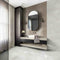 Glacier Italian Porcelain Structure 3D Tile Mastice 3x8 Glossy featured on a bathroom wall